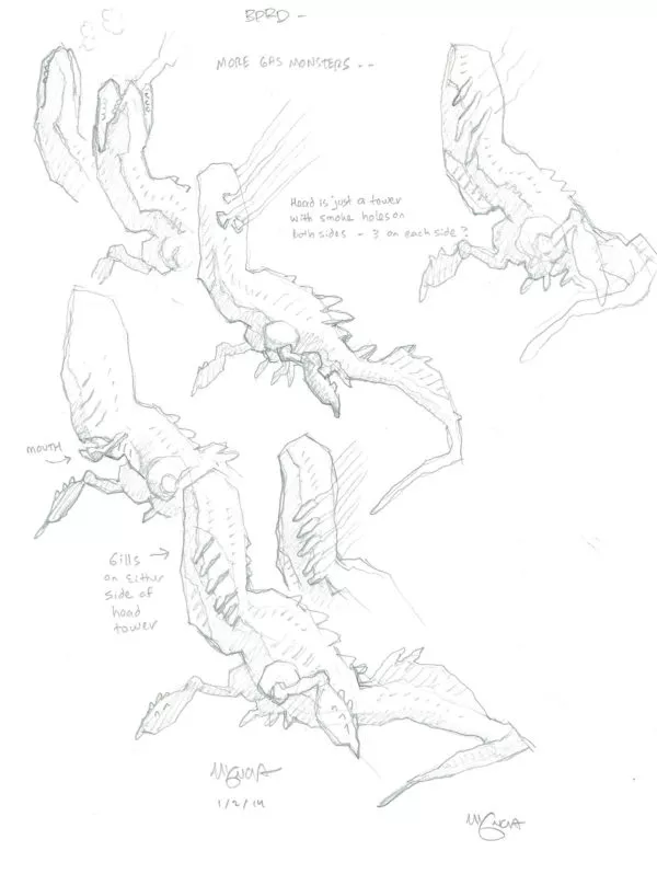 Mike MIGNOLA — 140 – Hellboy universe – BPRD – model sheet – More gas monsters