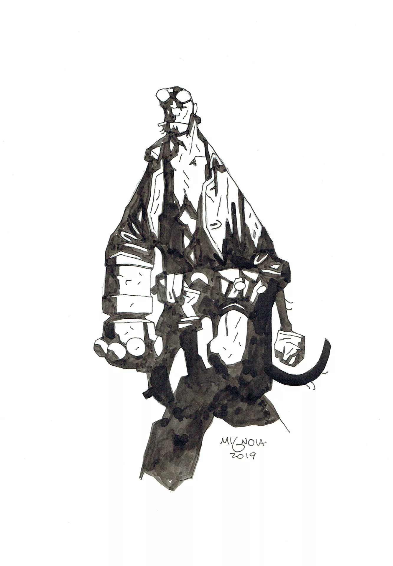 Mike MIGNOLA — 180 – Hellboy – full body original drawing
