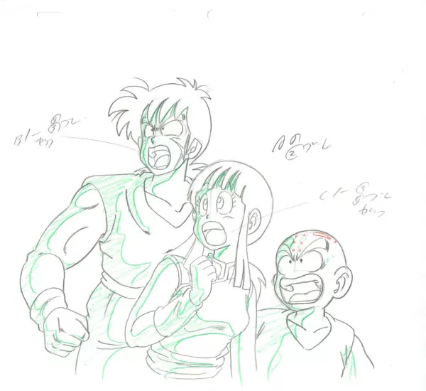 TORIYAMA Akira - DRAGON BALL — 3946 – Dragon Ball – Ep 140 – Yamcha, Chichi and Krillin – Genga