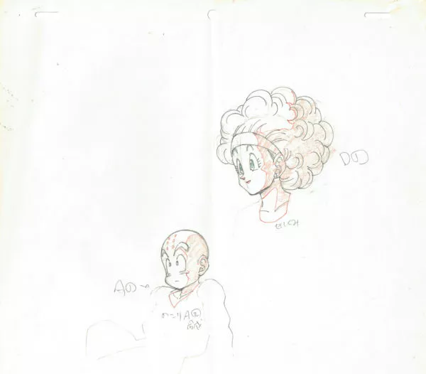 TORIYAMA Akira - DRAGON BALL — 4401 – Dragon Ball Z – Ep 121 – Krilin et Bulma – Genga