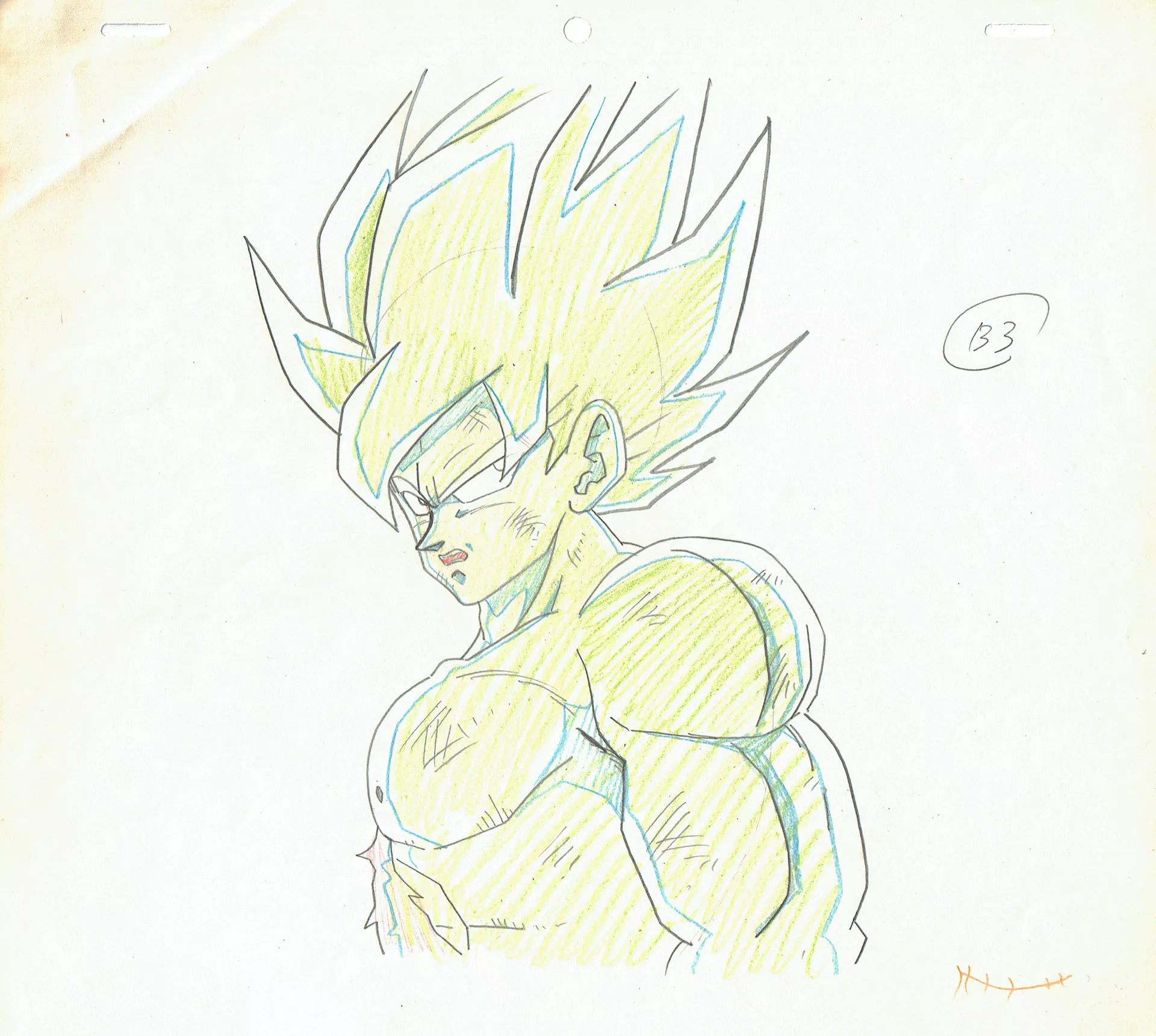 TORIYAMA Akira - DRAGON BALL — 4563 – Dragon Ball Z – Ep 98 – Son Goku Super Saiyan SSJ – Genga