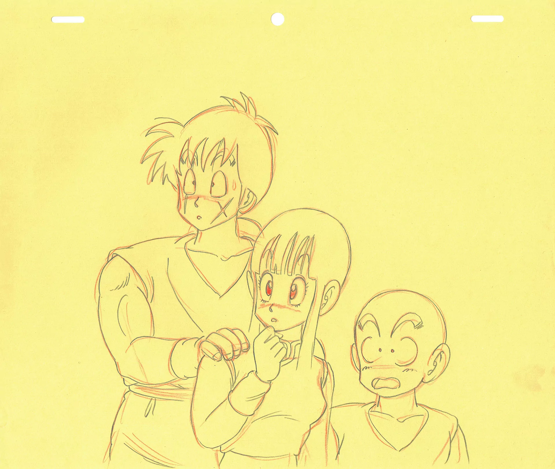 TORIYAMA Akira - DRAGON BALL — Dragon Ball – Krilin, Yamcha, Chichi – correction genga – 3949