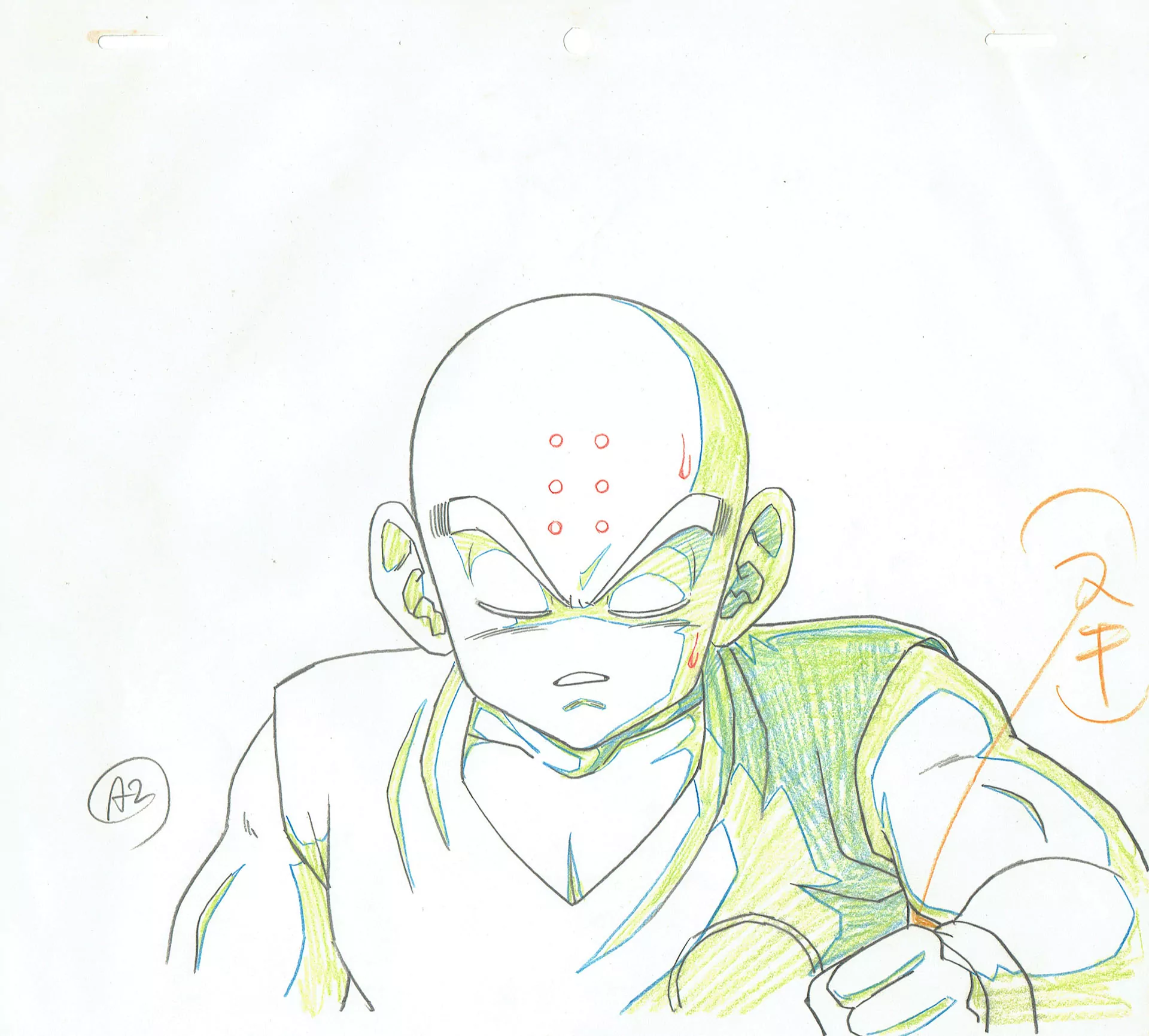 TORIYAMA Akira - DRAGON BALL — Dragon Ball Z – DBZ – Krilin – genga – 5174