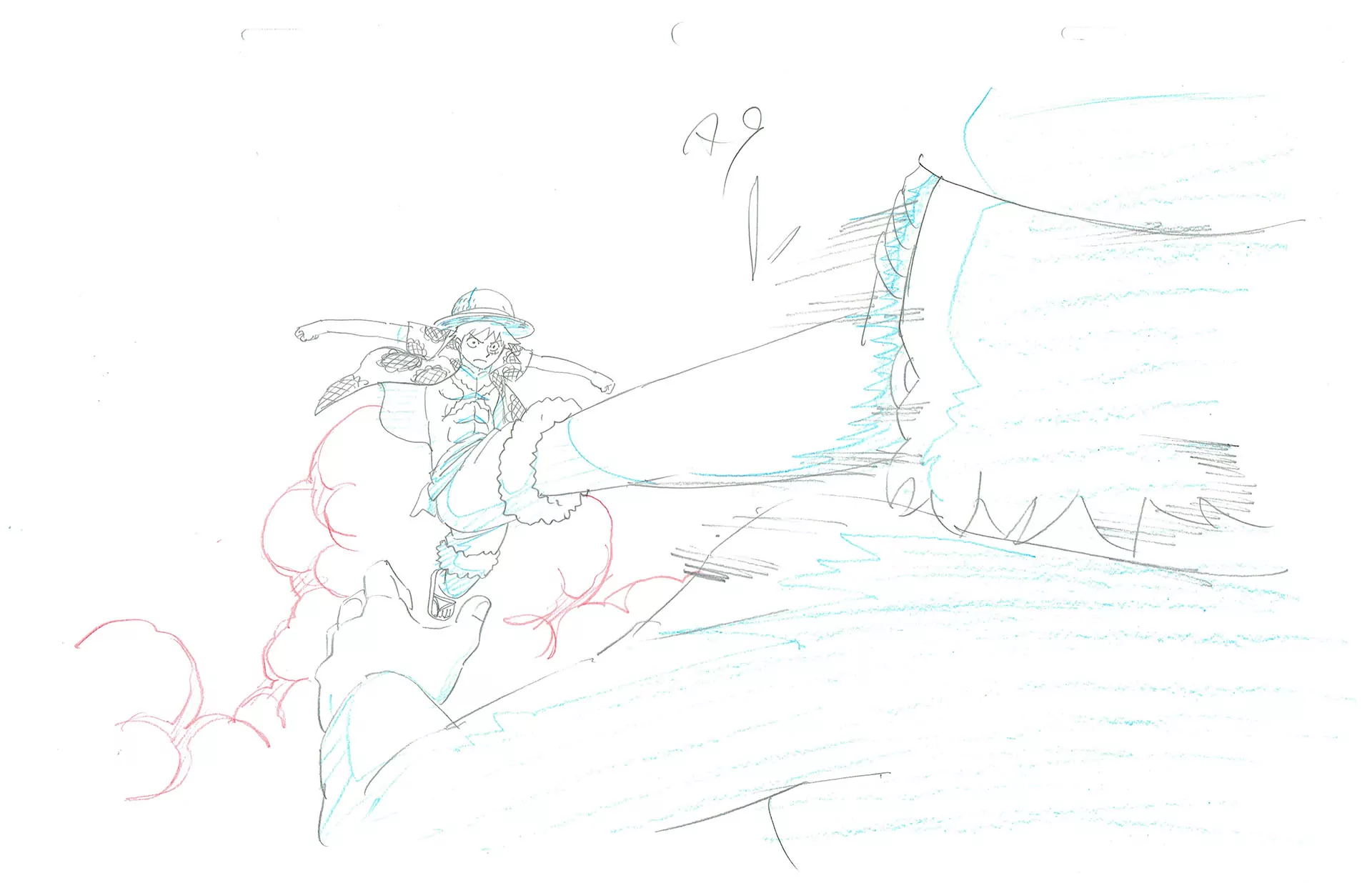 ODA Eiichiro - ONE PIECE — One Piece – Monkey D. Luffy – Genga – 3568