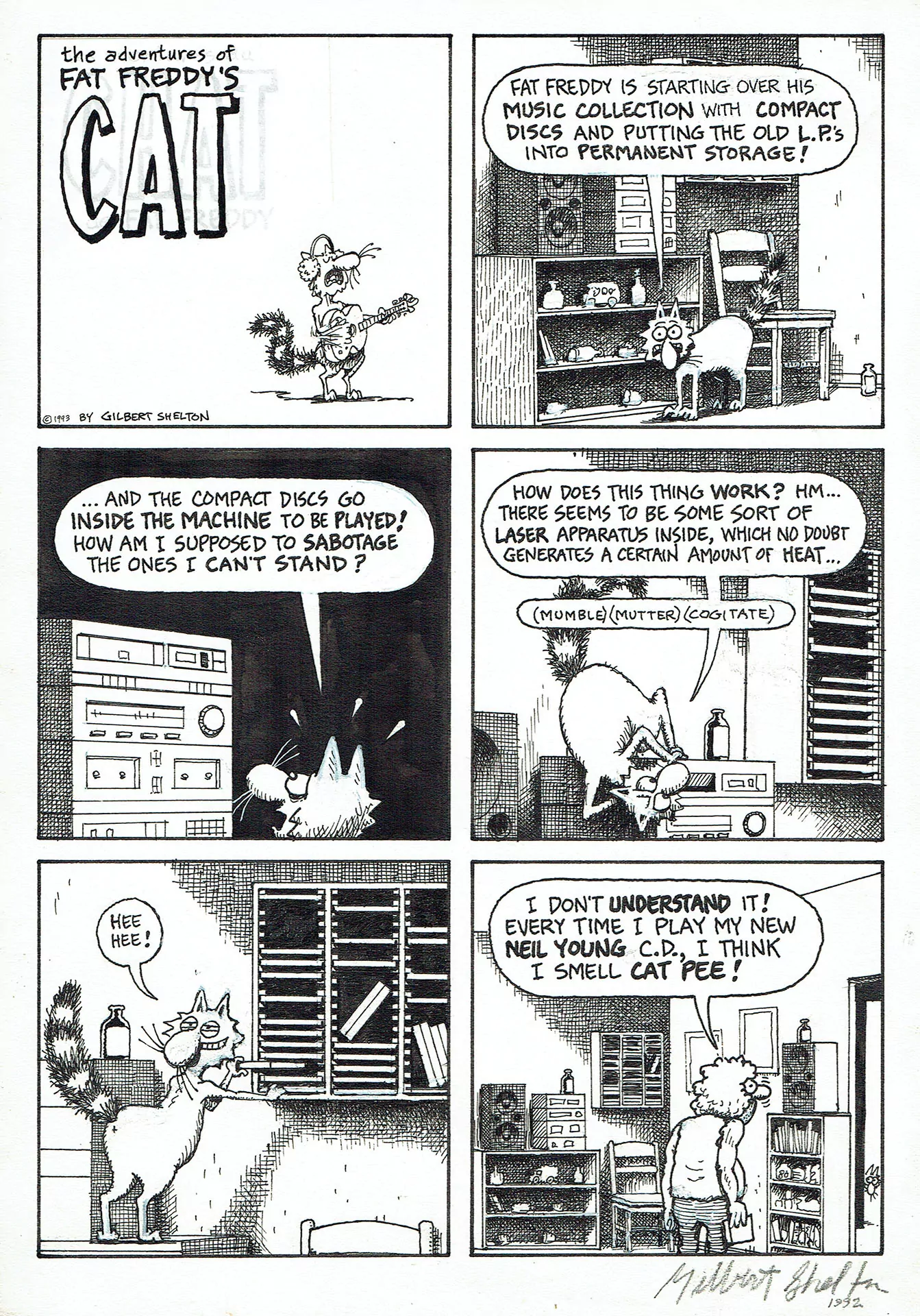 Gilbert SHELTON — The Freak Brothers – Fat Freddy’s cat – Neil Young