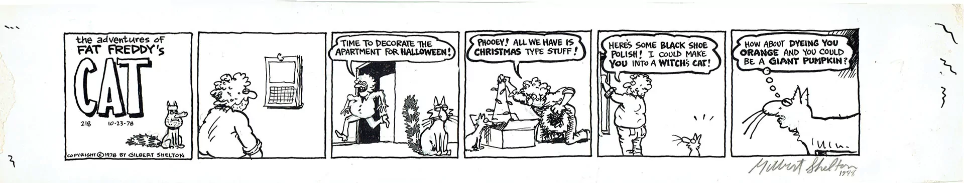 Gilbert SHELTON — The Freak Brothers – Fat Freddy’s Cat — Strip 218